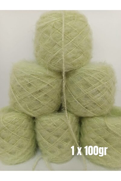 İPEK YÜN İPLİK DÜNYASI Moher Örgü İpi (Açık Fıstık Yeşil) 100gr