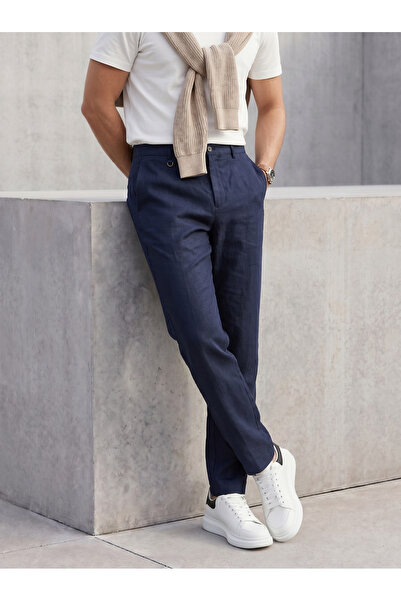 BASEL.CO Pantaloni eleganți din in cu suport pentru talie