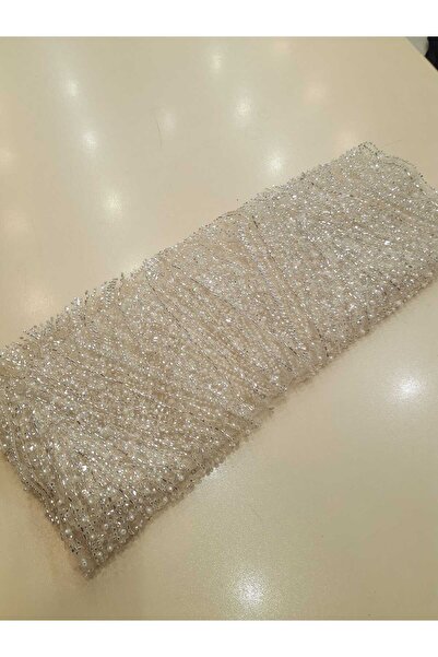 Safir Kumaş Kesip Aplik yada Morif Çııkarmalık Top Sonu Taşlı Dantel 50 cm