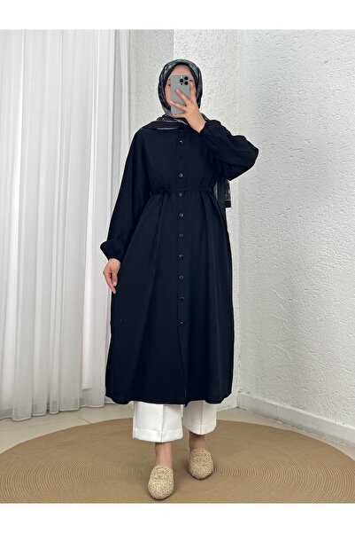 MİHRA STORE Laçin Hakim Collar Long Strawberry Tunic-As5963 Black