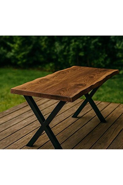 BRK Design BA AHŞAP Doğal Ahşap Yemek\Ofis\Çalışma Masası X ayak BD_80X100