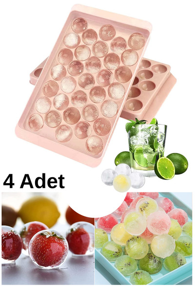 Shopura 4 Adet Pratik ve Şık 33'lü Küre Yuvarlak Buz Kalıbı - Küre Buzluk | B...