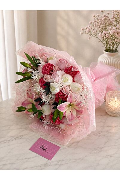 pink collection Büyük yapay mix şakayık Lilyum buketi
