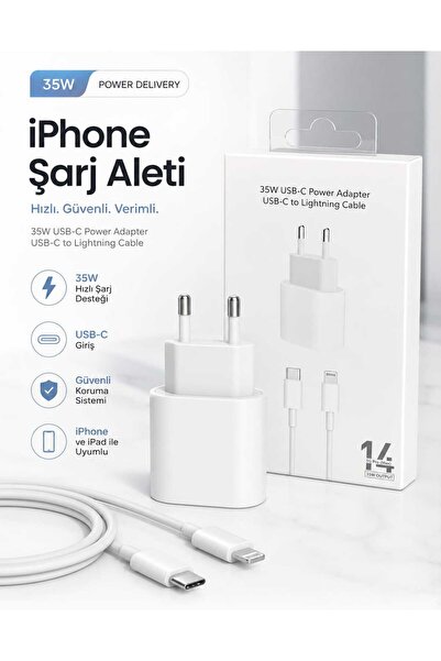 SNSTİCARET 35W USB-C Hızlı Şarj Adaptörü + 1 Metre USB-C to Lightning Kablo i...