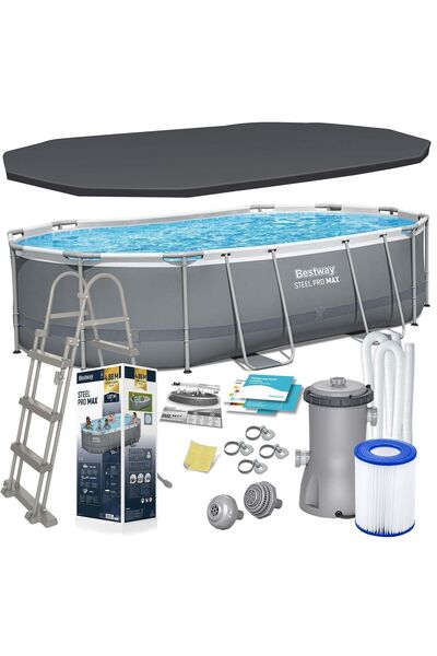 BESTWAY Set piscină ovală cu cadru 488x305x107 cm