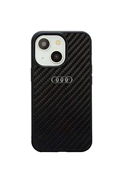 Audi Husă din fibră de carbon pentru iPhone 14 6.1 ", Negru, Negru, Rigidă, A...