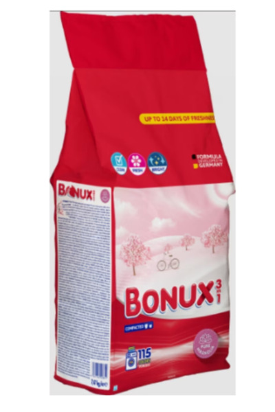 Bonux Detergent rufe, pudra, pure magnolia, 115 spalari, 7.47kg