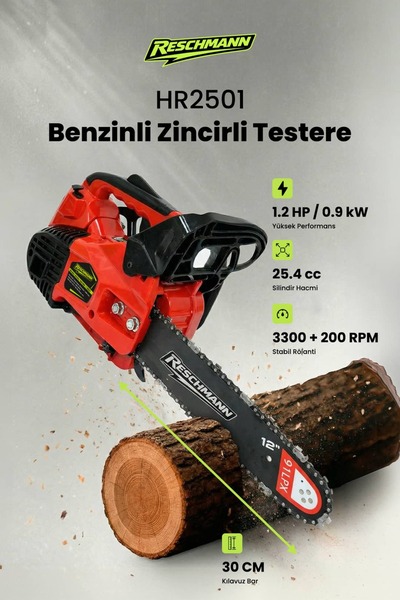 RESCHMANN RES-HR2501 Benzinli Testere (25.4cc / 1.2 HP)