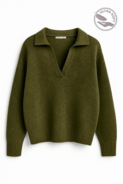 Hiccup Pulover MIXRAY din tricot gros, croială lejeră, cu guler cămașă