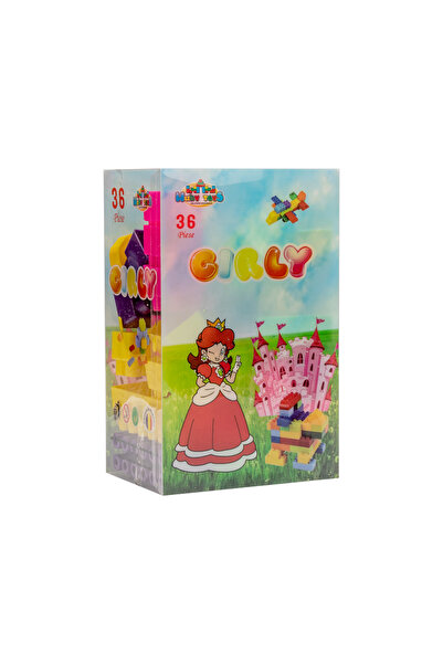 Huby Toys Set de constructie pentru copii Girly cu 36 cuburi multicolore in h...
