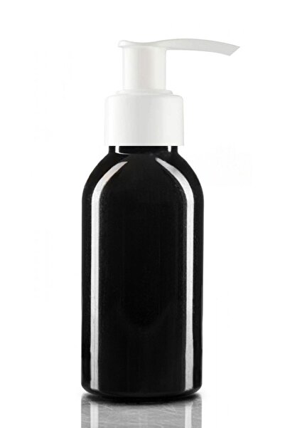 makrobay 100 Adet - 100ml Plastik Siyah Oval Boyunlu Şişe, Boş Beyaz Sıvı Sabun Başlıklı Pet Şişe