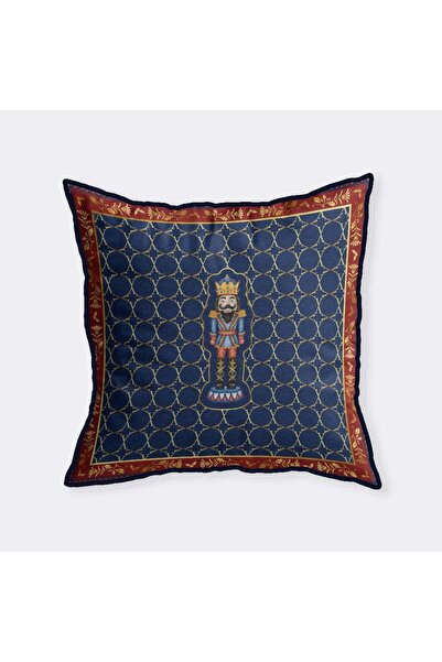 VİTELLİ Nutcracker Mavi Yılbaşı Temalı Kırlent Kılıfı 1 Adet 50x50 cm