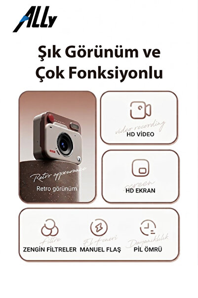 Ally PixMini Retro Video Dijital Kamera Ağ Kamerası DVR 1080P HD