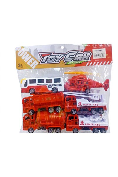 BLUE BIRD 6-Pcs City Rescue Toy Vehicle Set - Police Van + Helicopter + Fire ...