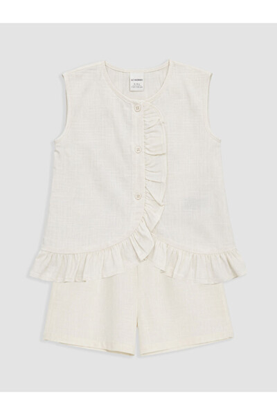 LC Waikiki Sparkling Choices Frilly Linen Look Girls' Shorts Set from Shining...