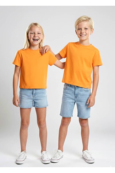 Ozmoz By Mukadder Özden Organic Orange Basic Summer Unisex Kids Tshirt