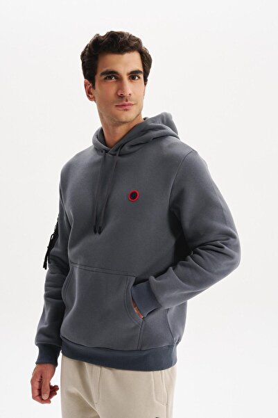 Arma Ar-Ma Men's Hooded Sweatshirt Without Print with Kangaroo Pocket Knitted...