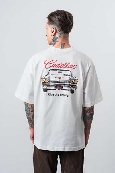 Respire Tricou supradimensionat Cadillac Ecru