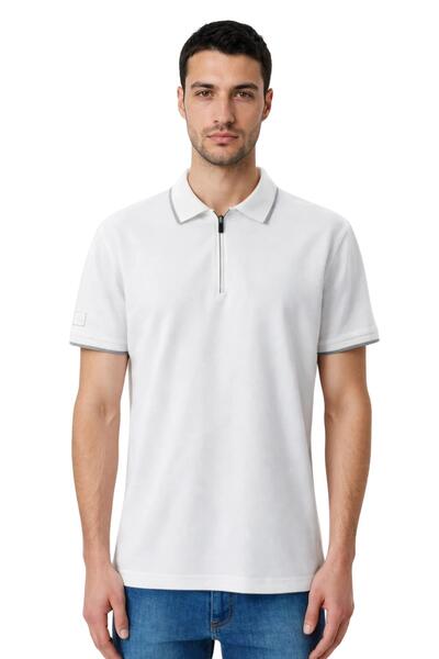 Arma Ar-Ma Men's Polo Collar T-Shirt Without Print Basic Collar Zippered Regu...