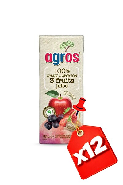 Agros 12x 3 FRUCTE mere struguri căpșuni 100% 250 ml
