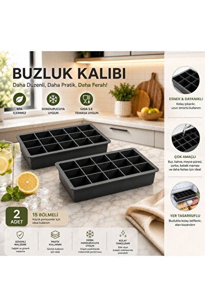MİORA HOME 2 ADET 15 BÖLMELİ SİLİKON BUZ KALIBI