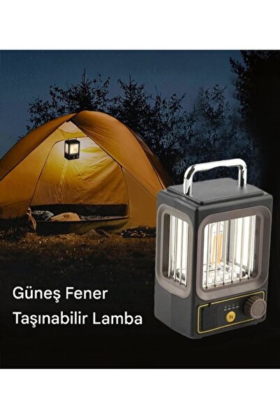 lstri Solar Kamp Karavan Dekoratif Dış Mekan Fener Lambası Şarjlı ve Güneş En...