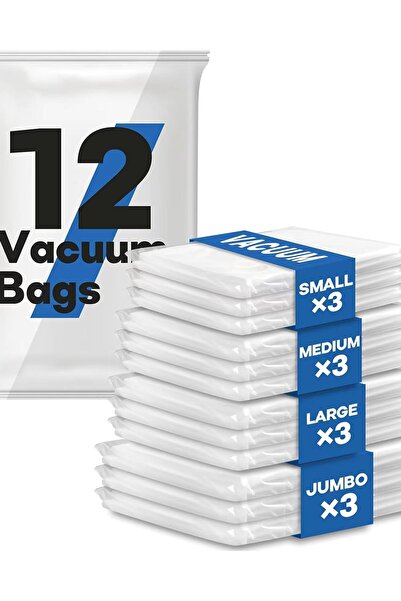 OEM Set de 12 saci vid pentru haine 3 Jumbo foarte mari 3 Mari 3 Medii 3 Mici