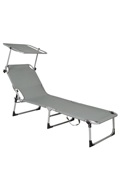 OEM Șezlong Pliabil cu Parasolar 188 × 57 × 38 cm – Sarcină 120 kg