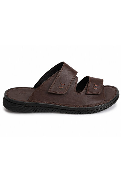 Castle Black Genuine Leather Men's Brown Slippers (Cb634)