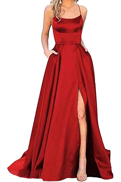 OEM Rochie elegantă de bal din satin pentru seară, de nuntă, pentru domnișoar...