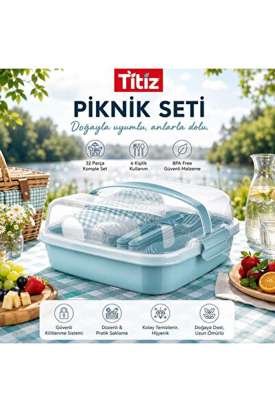 Titiz Piknik Seti 6 Kişilik Kamp ve Bahçe Seti – 32 Parça