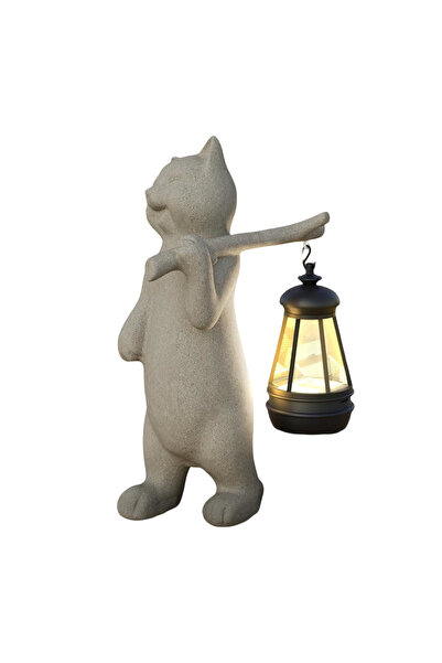 OEM Lampă solară de grădină, sculptură în formă de pisică cu lampă LED, figur...