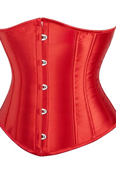 OEM SZIVYSHI Corset de , modelare a taliei, din satin, roșu, legare în spate, S