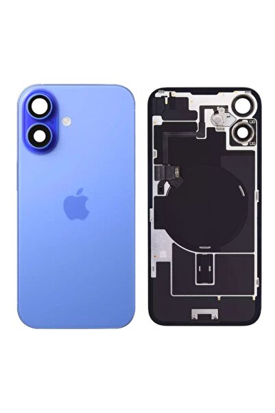 Yedcom Iphone Uyumlu 16 Mavi Kamera Camlı Arka Pil Kapağı Batarya Kapağı Arka...