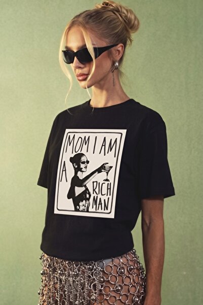 The Champ Clothing Γυναικείο μπλουζάκι oversized Mom I Am A Rich Man με στάμπ...