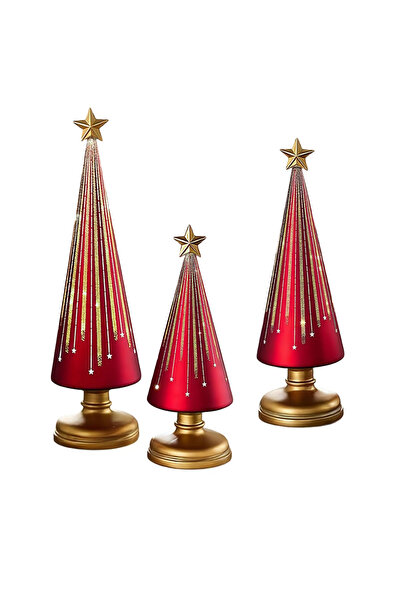 OEM Decorațiune de Crăciun din sticlă, conuri LED tip brăduț, set de 3 bucăți...