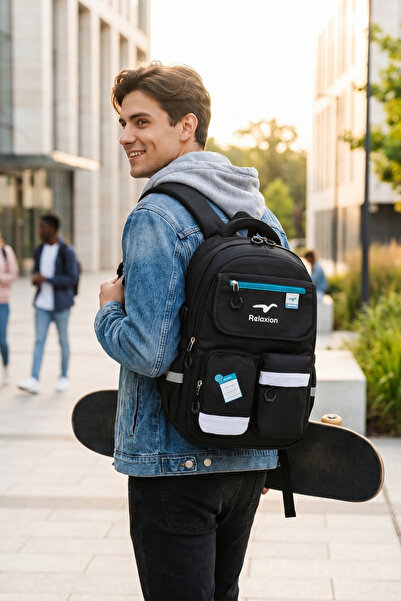 Relaxion Rlx-2469 Rucsac școlar UNISEX pentru elevi, călătorii zilnice, vacan...