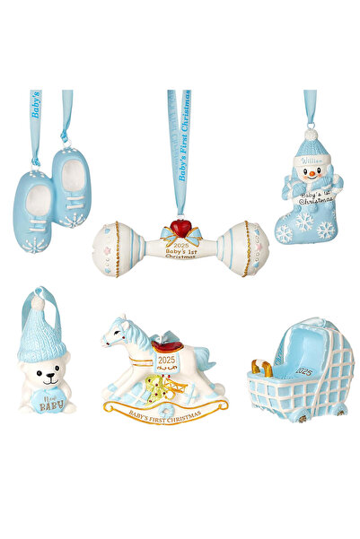 OEM Set de 6 decorațiuni pentru Primul Crăciun al Copilului, ornamente albast...