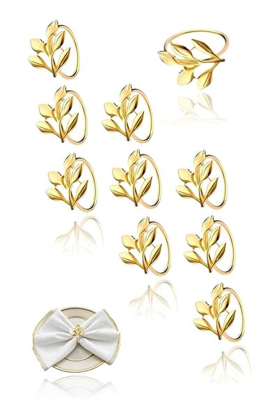 The Bros 10 Pcs Gold Leaf Napkin Rings, Leaf Napkin Rings for Elegant Wedding...