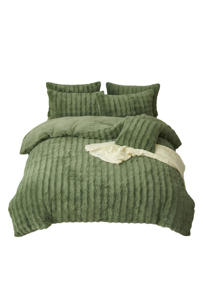 OEM Lenjerie de iarnă complet plusată, moale, caldă, flanelată, verde, 155x22...