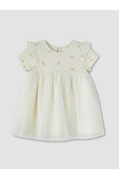LC Waikiki Rochie de fetițe cu guler rotund, florală, tip tutu