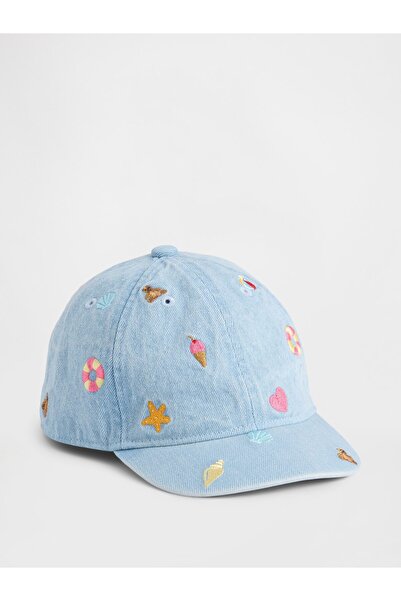 GAP Bebek Açık Mavi İşlemeli Denim Beyzbol Şapka