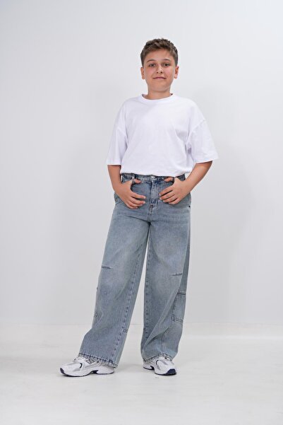 HayKids Unisex Kids Anthracite Loose Cut Denim Loose Fit Knee-Stitched Relaxe...