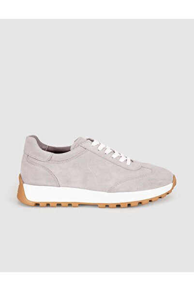 Cabani Light Gray Suede Genuine Leather Women's Sneaker Shoes