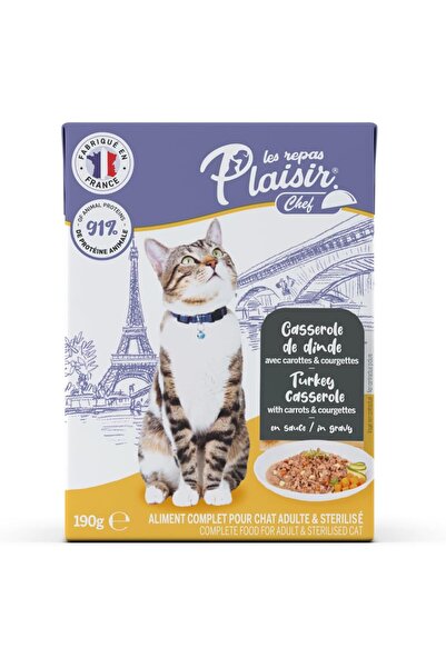 Plaisir Chef Cat Food – Turkey Casserole with Carrots & Courgettes, 190g – Nu...