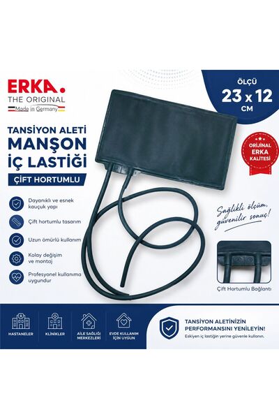 Erka Orjinal Tansiyon Aleti Manşonu İç Lastiği 23*12 cm Çift Hortumlu Yedek İ...