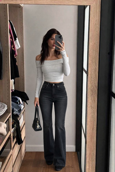 XRAY JEANS Pantaloni de damă din denim afumat, stil spaniol, la modă