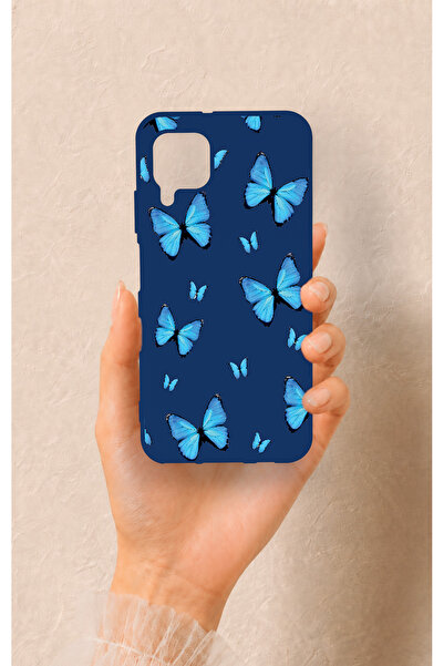 Vip Case Huawei P40 Lite Uyumlu Mavi Kelebek Desenli Silikon Kılıf