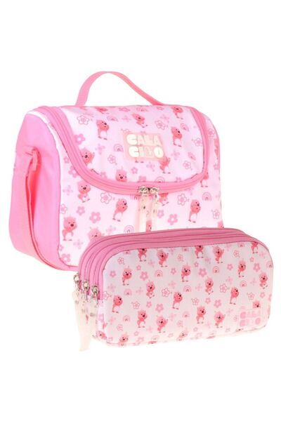 CalaCilo Teddy Bear Printed Pink Color Lunch Box and Pen Holder Set for Girls...