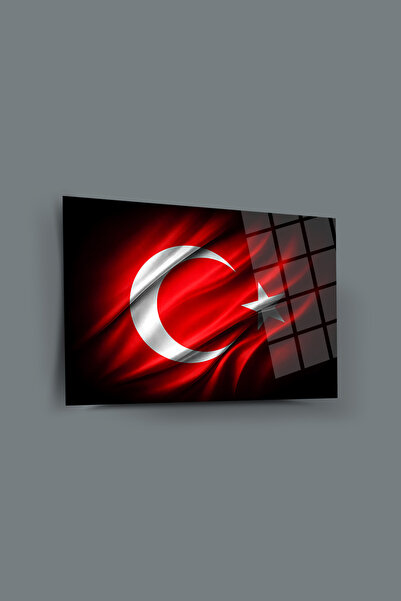 glassartdesign Tablou din sticlă cu steagul turcesc-14